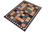 handmade Modern Gabbeh Beige Black Hand Knotted RECTANGLE 100% WOOL area rug 4  x 5